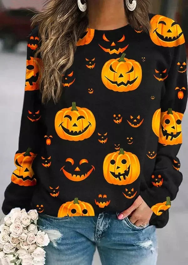 Elsie | Sweatshirt mit Kürbismotiv – Produktansicht 3