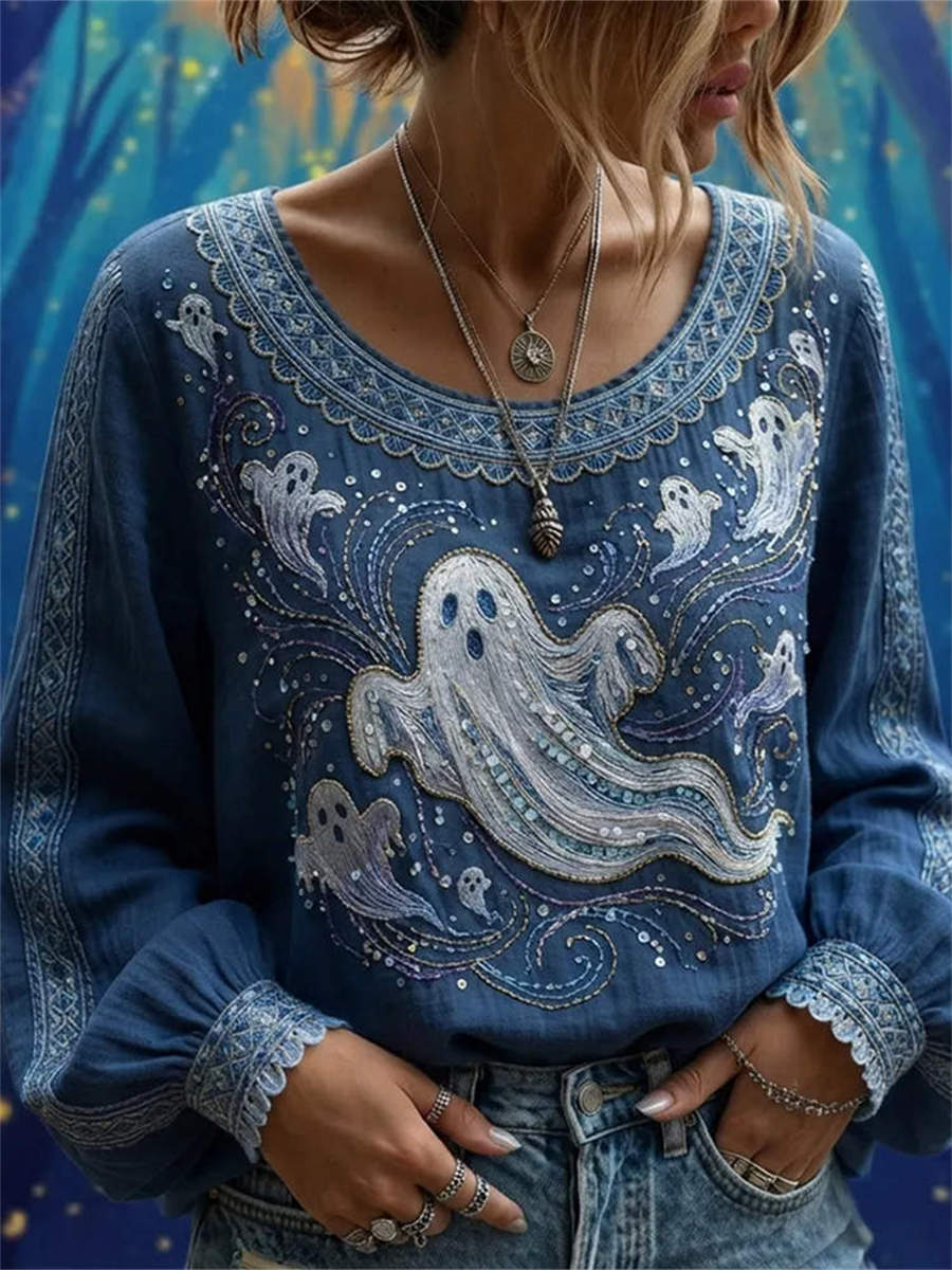 Georgia | Bluse mit Geistermotiv – Produktansicht 1
