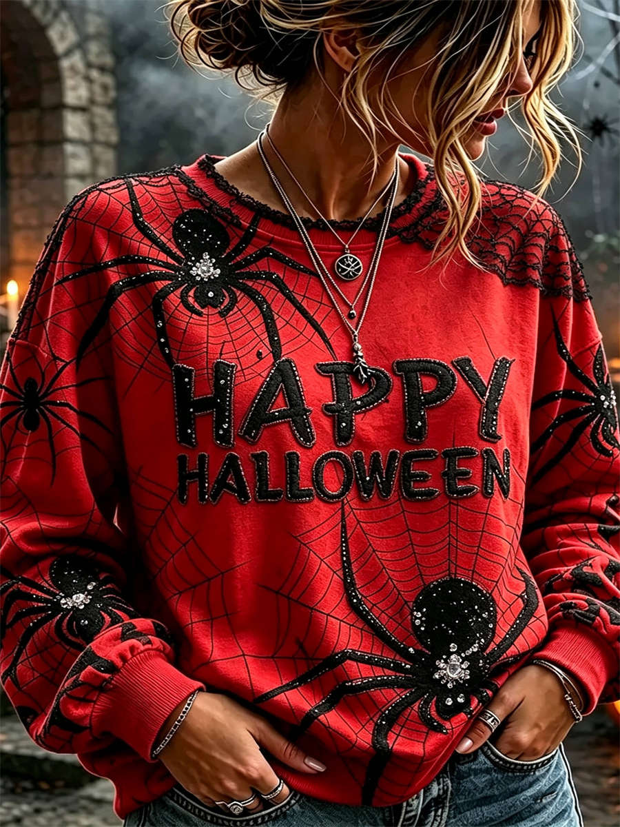 Liliana | Sweatshirt mit Spinnennetzmotiv und Schriftmotiv – Produktansicht 1