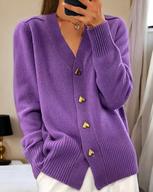 V-Ausschnitt Cardigan – Weicher Cardigan mit Knöpfen