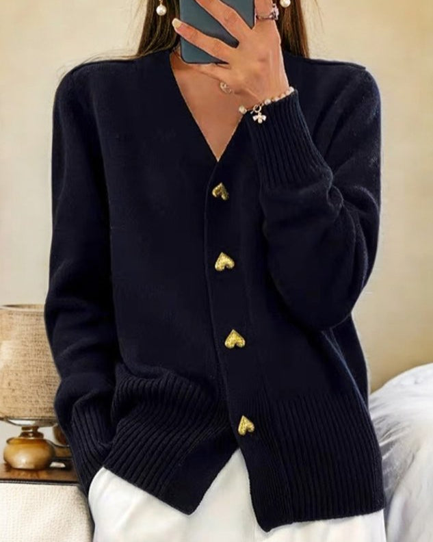 V-Ausschnitt Cardigan – Weicher Cardigan mit Knöpfen