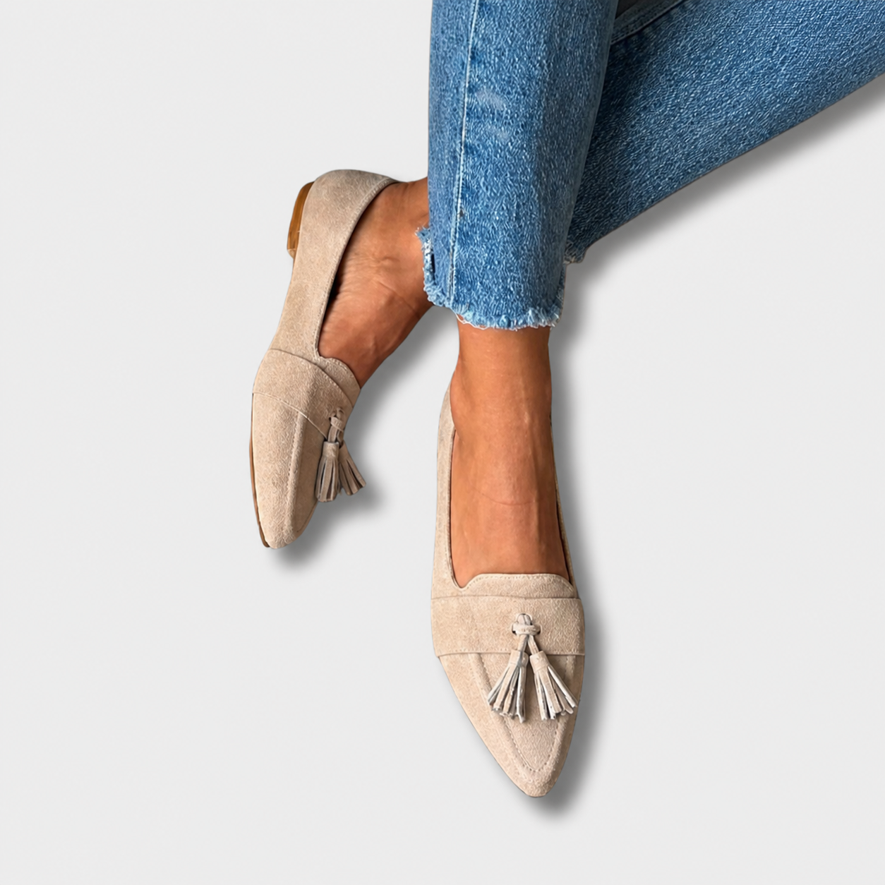 Lily | Beige Damen-Mokassins – Produktansicht 2