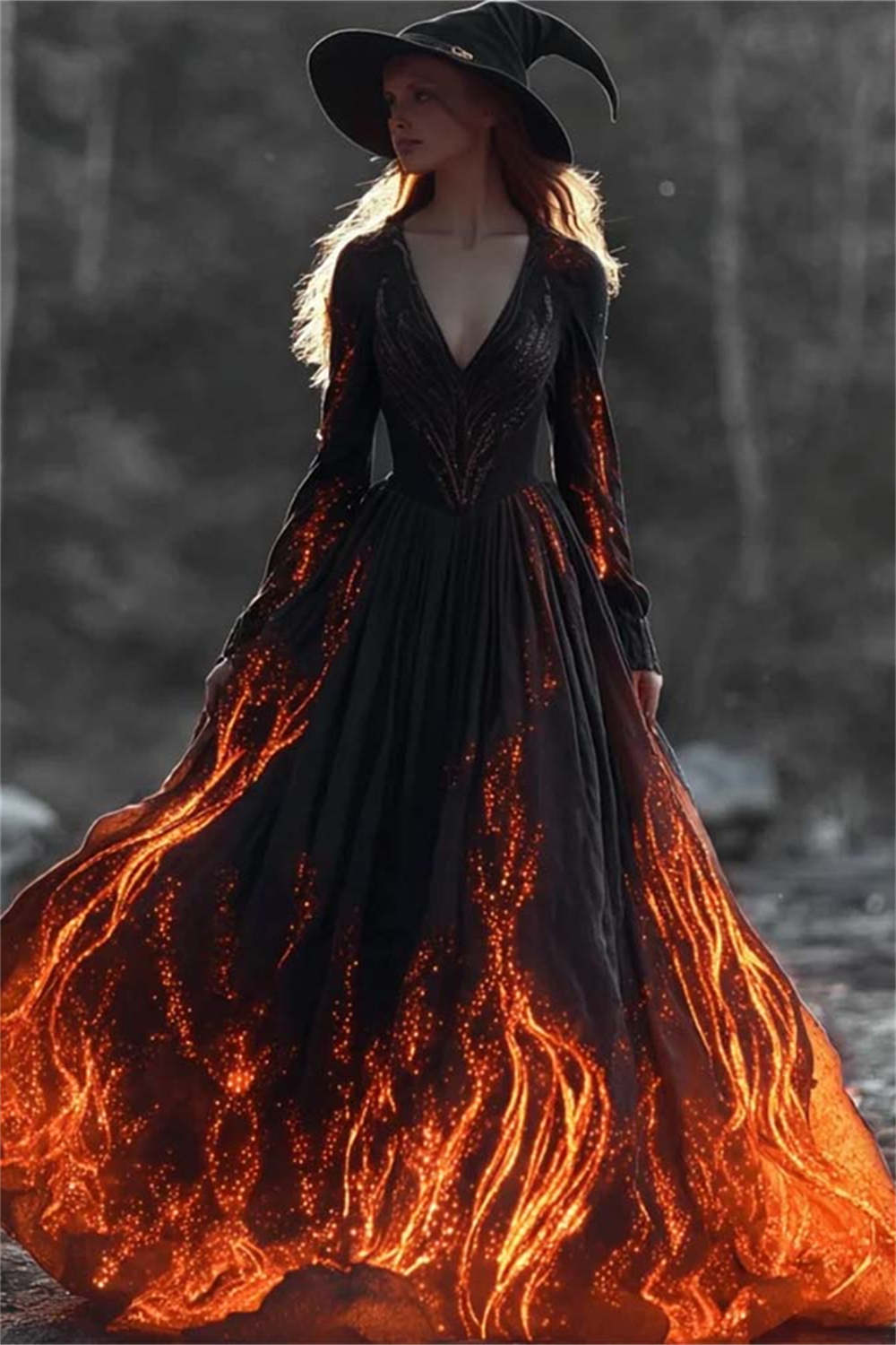 Margaret | Maxikleid mit Flammenmotiv – Produktansicht 1