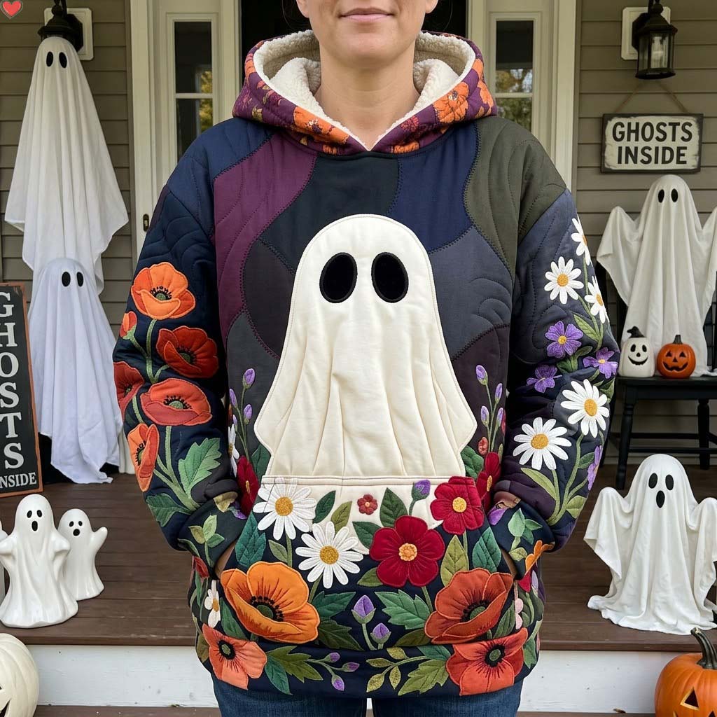 Hoodie mit Geist im Blumengarten – Produktansicht 1