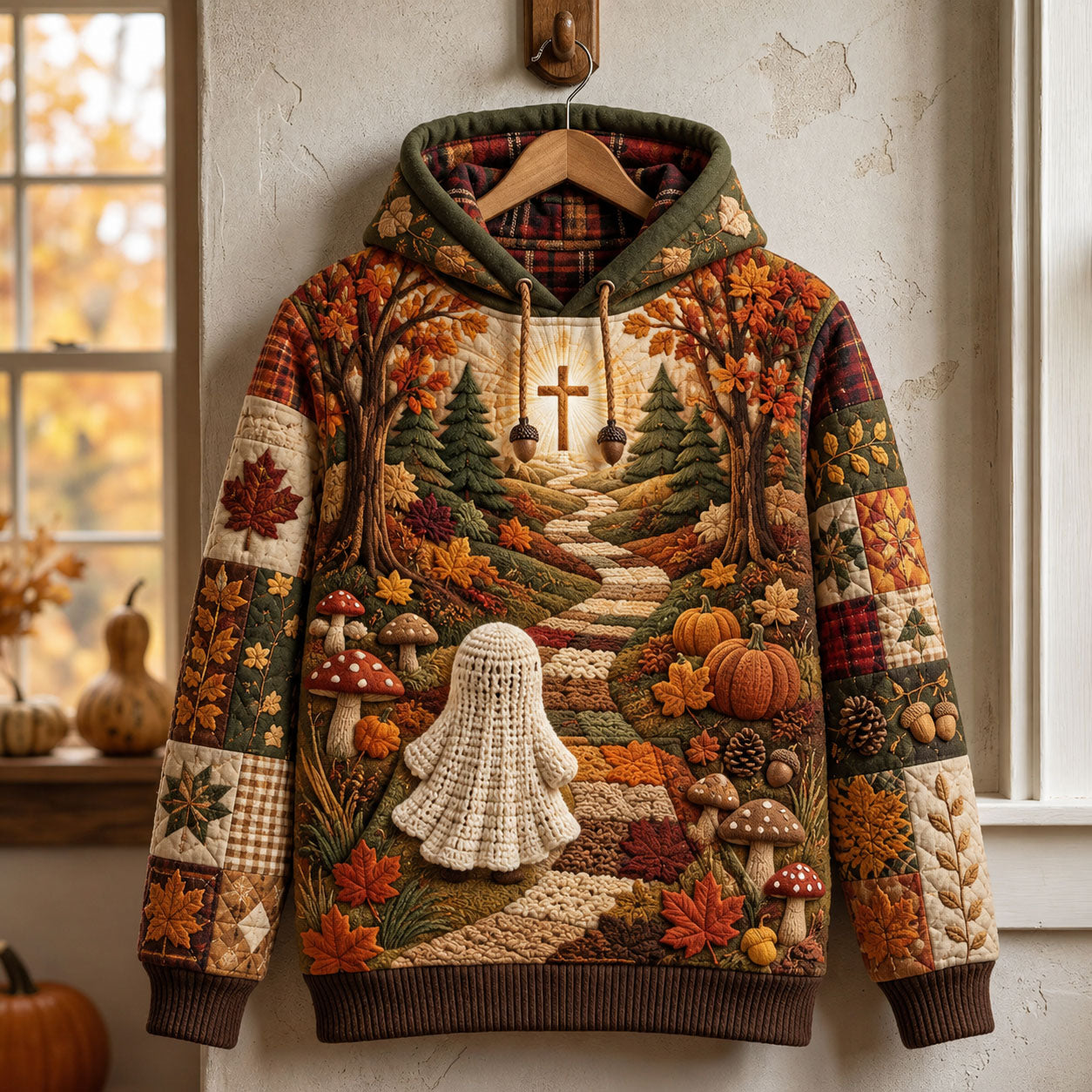 Herbst-Hoodie mit Kreuzmotiv – Produktansicht 1