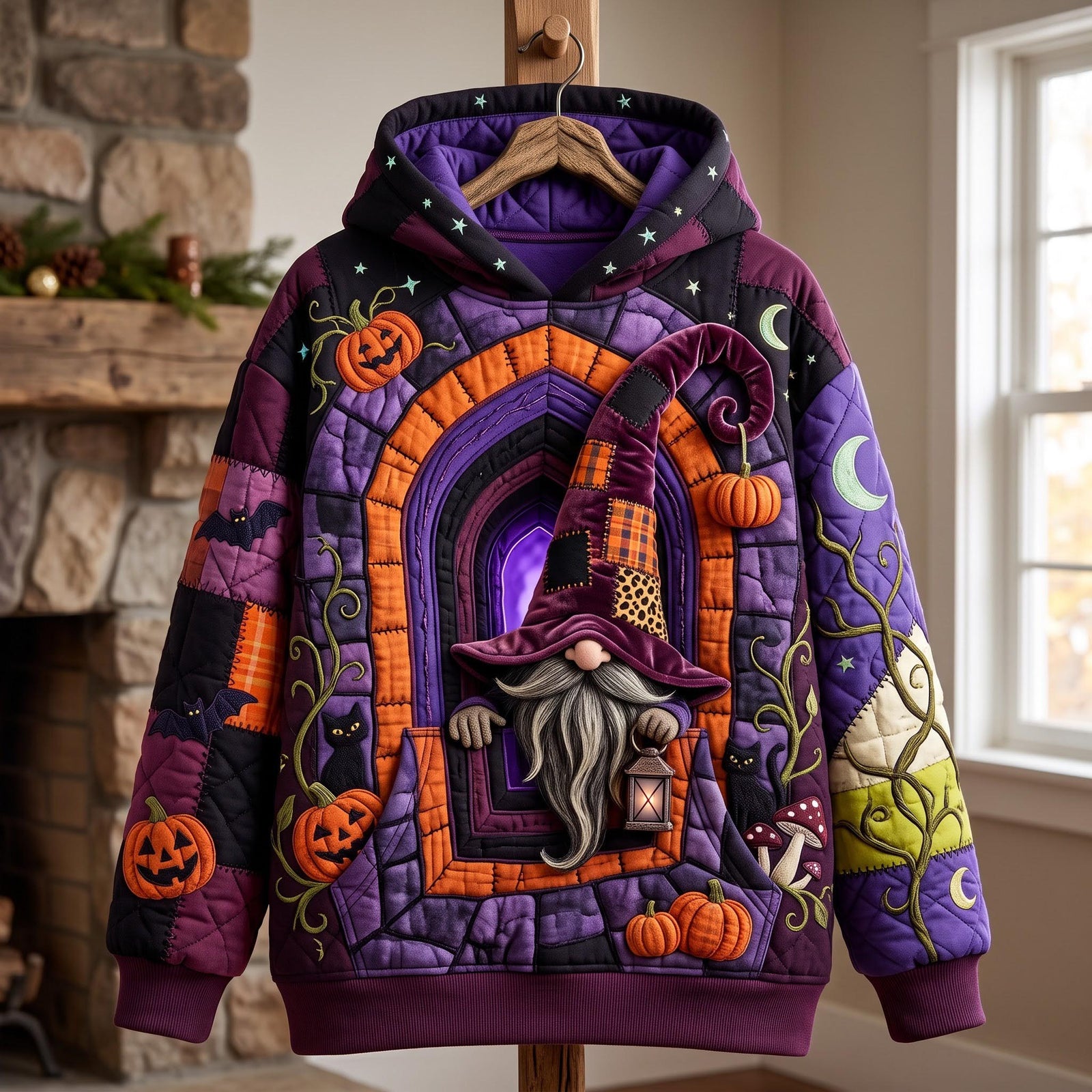 Halloween-Hoodie mit Wichtel im Mondschein – Produktansicht 1