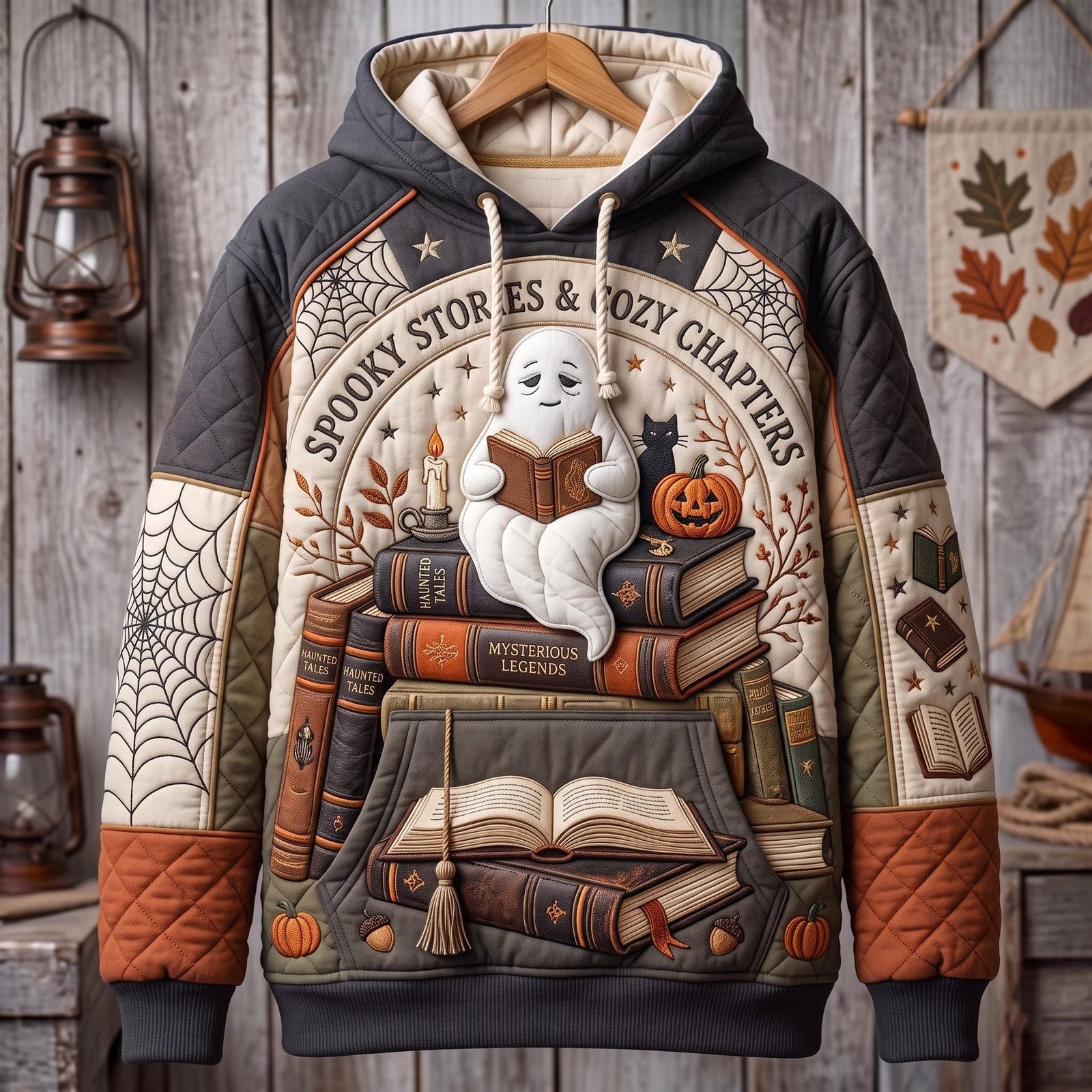 Hoodie mit schaurigem Lesemotiv – Produktansicht 1