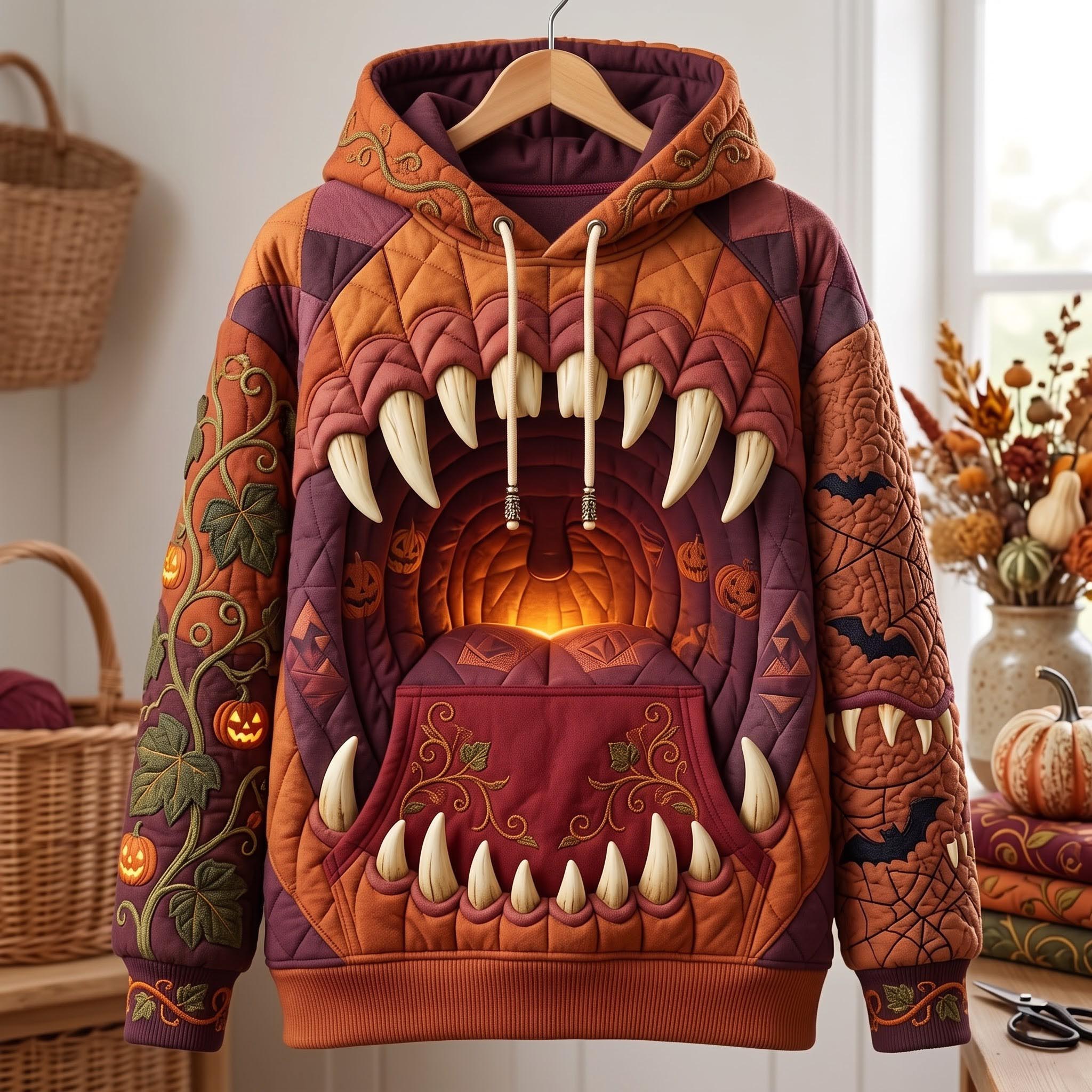 Hoodie mit brüllendem Monstermotiv – Produktansicht 1