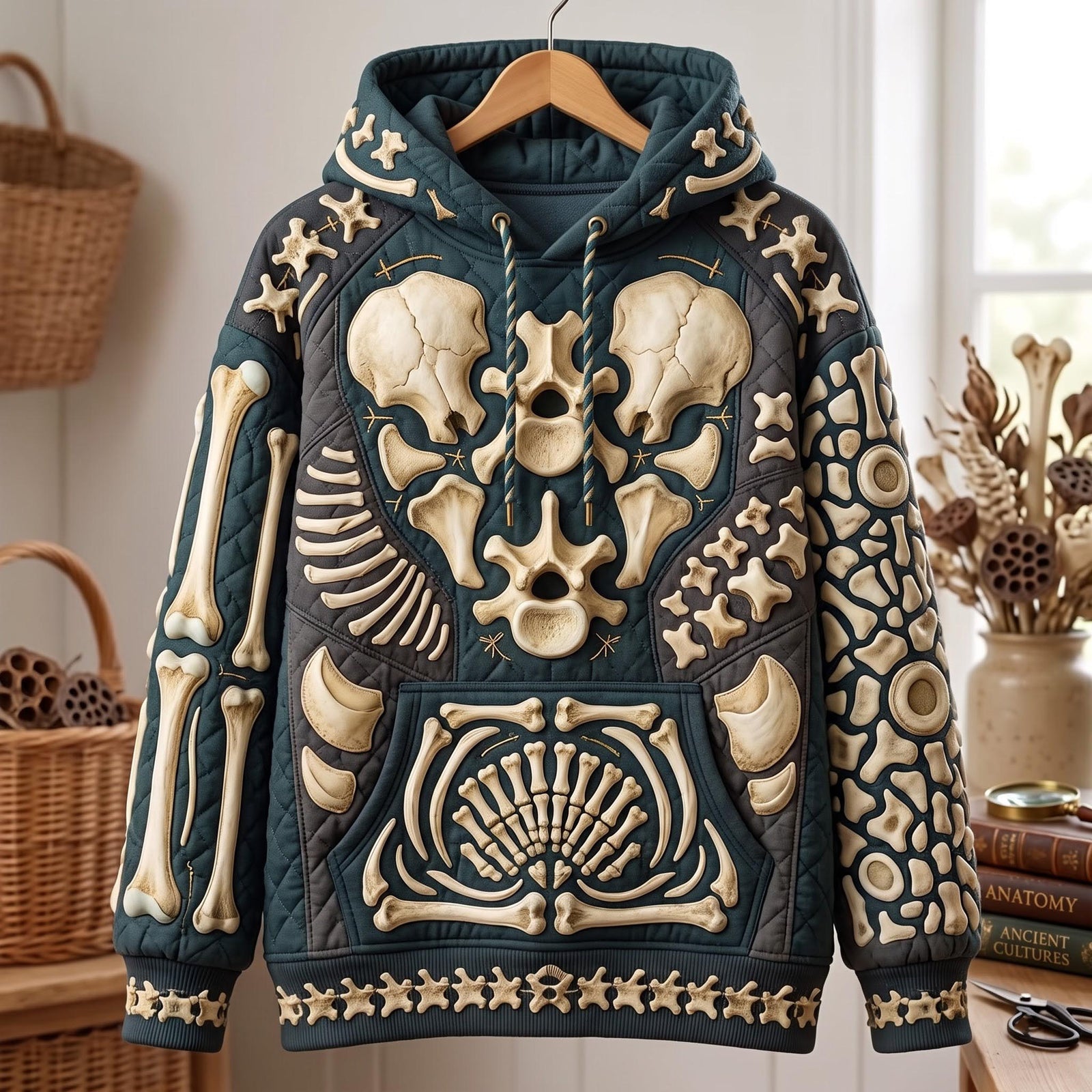 Hoodie mit Totenkopf und Knochen – Produktansicht 1