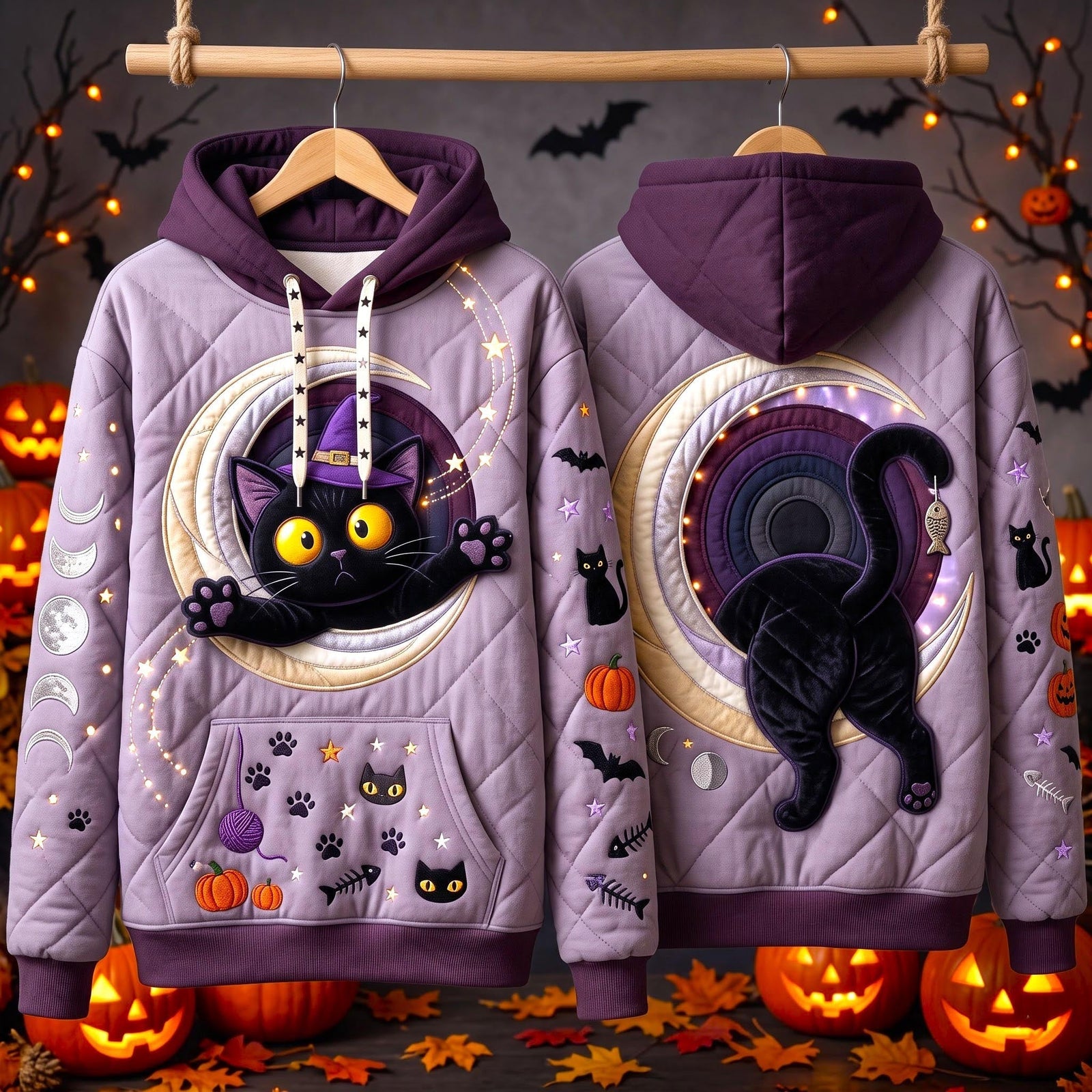Hoodie mit Katze im Mondschein – Produktansicht 1