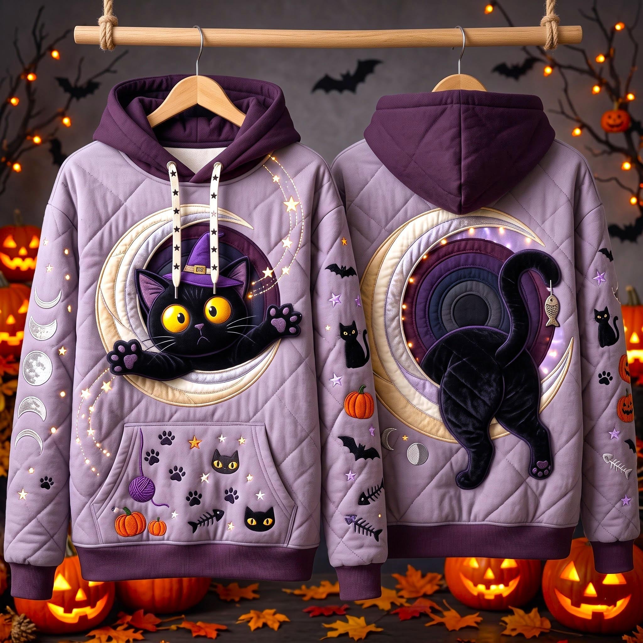 Hoodie mit Katze im Mondschein – Produktansicht 1