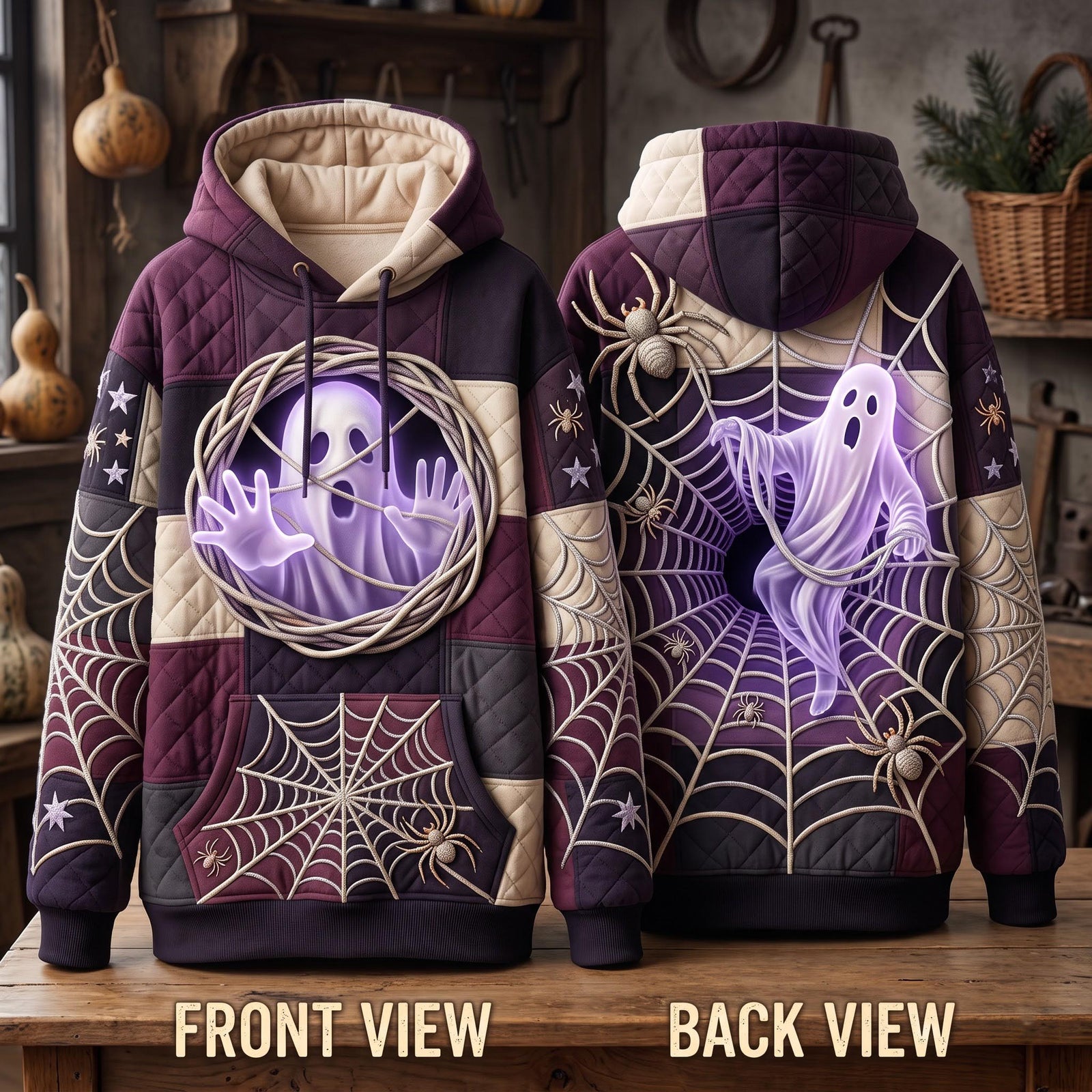 Hoodie mit Geistern und Spinnennetz – Produktansicht 1