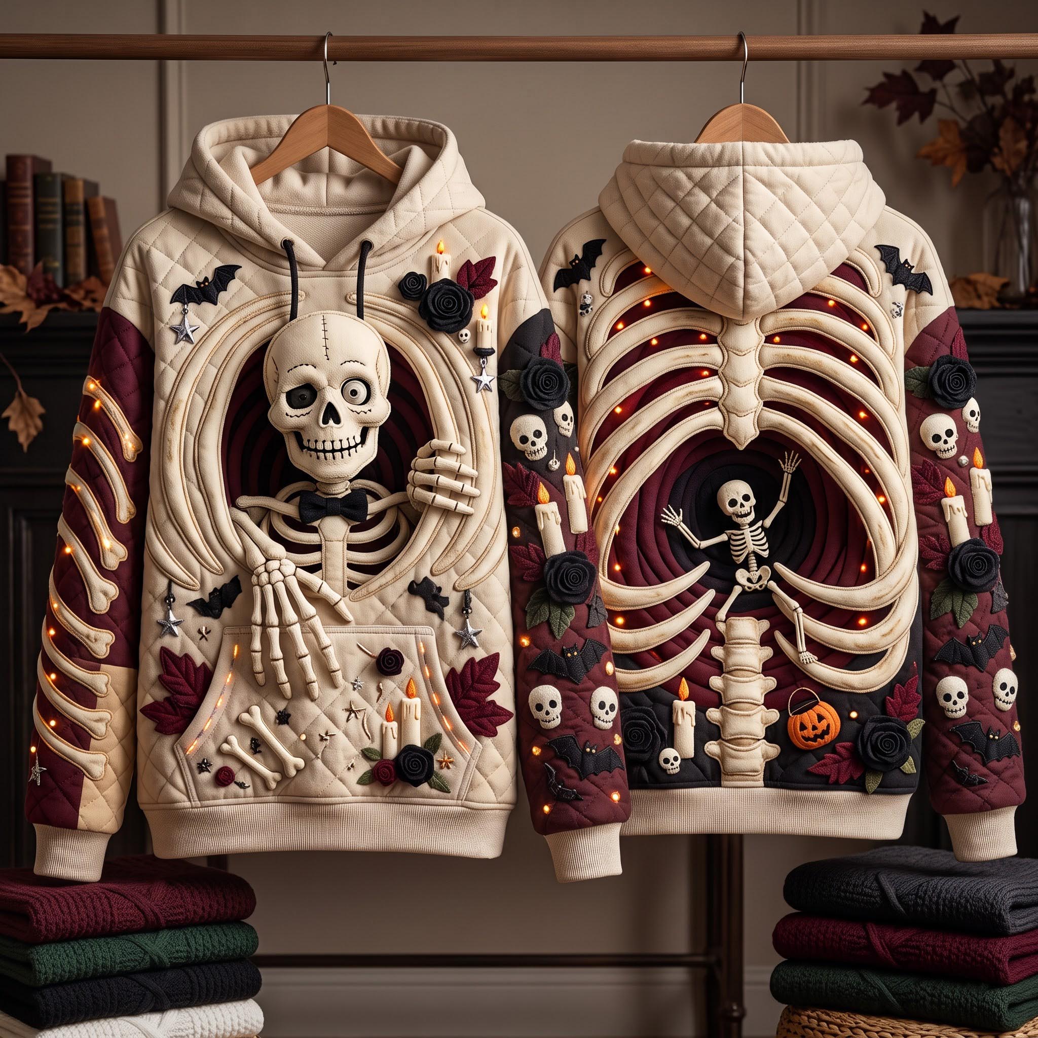 Halloween-Hoodie mit Skelettmotiv – Produktansicht 1