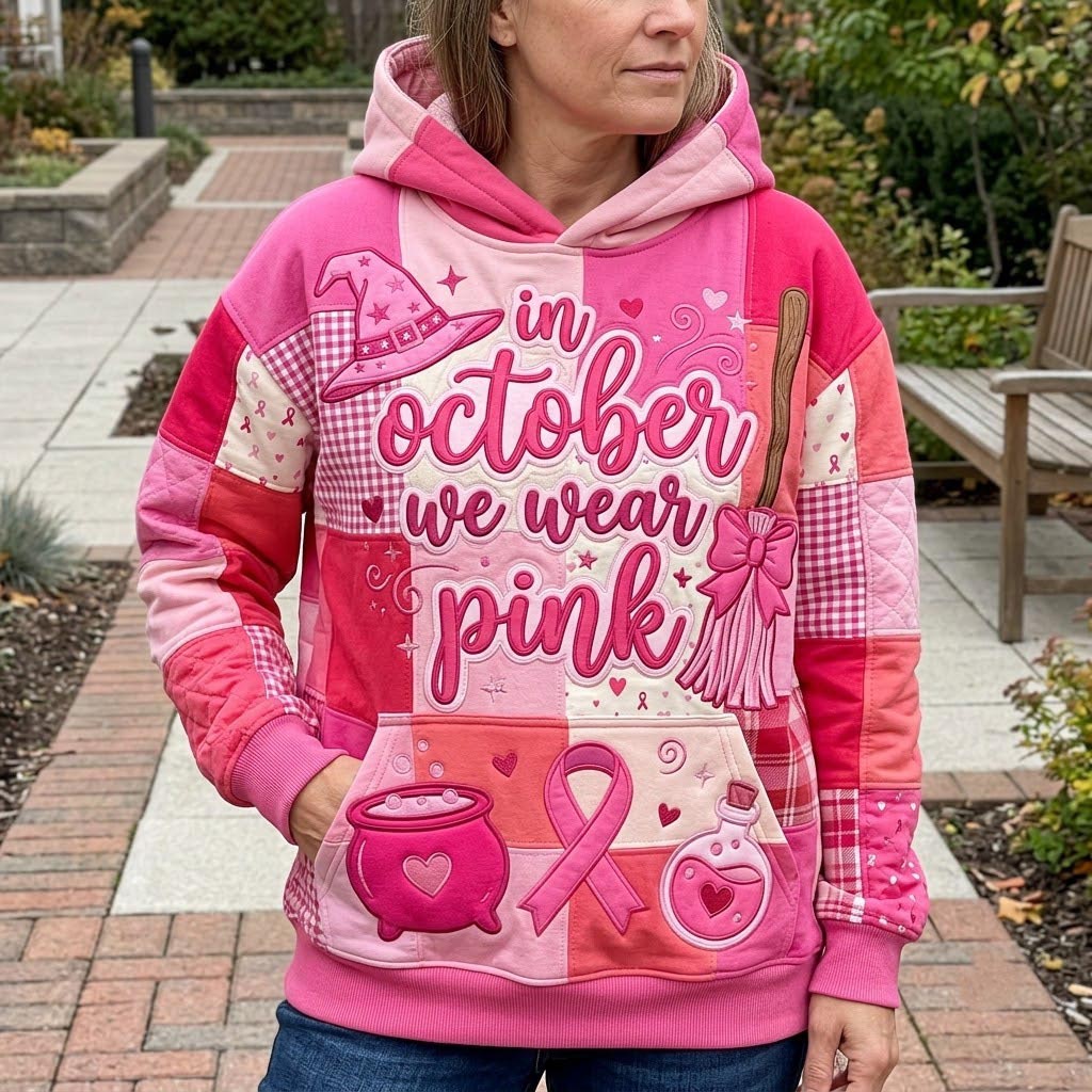 Hoodie mit rosafarbenem Oktoberzauber – Produktansicht 1