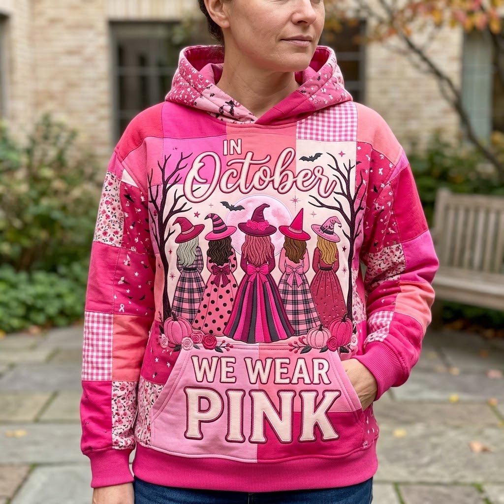 Hoodie mit rosafarbenem Oktoberzauber – Produktansicht 1