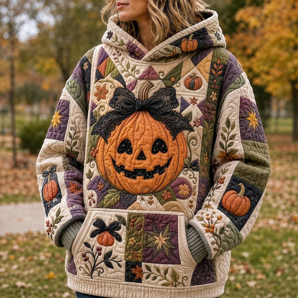 Halloween-Hoodie mit zauberhaftem Kürbismotiv – Produktansicht 1