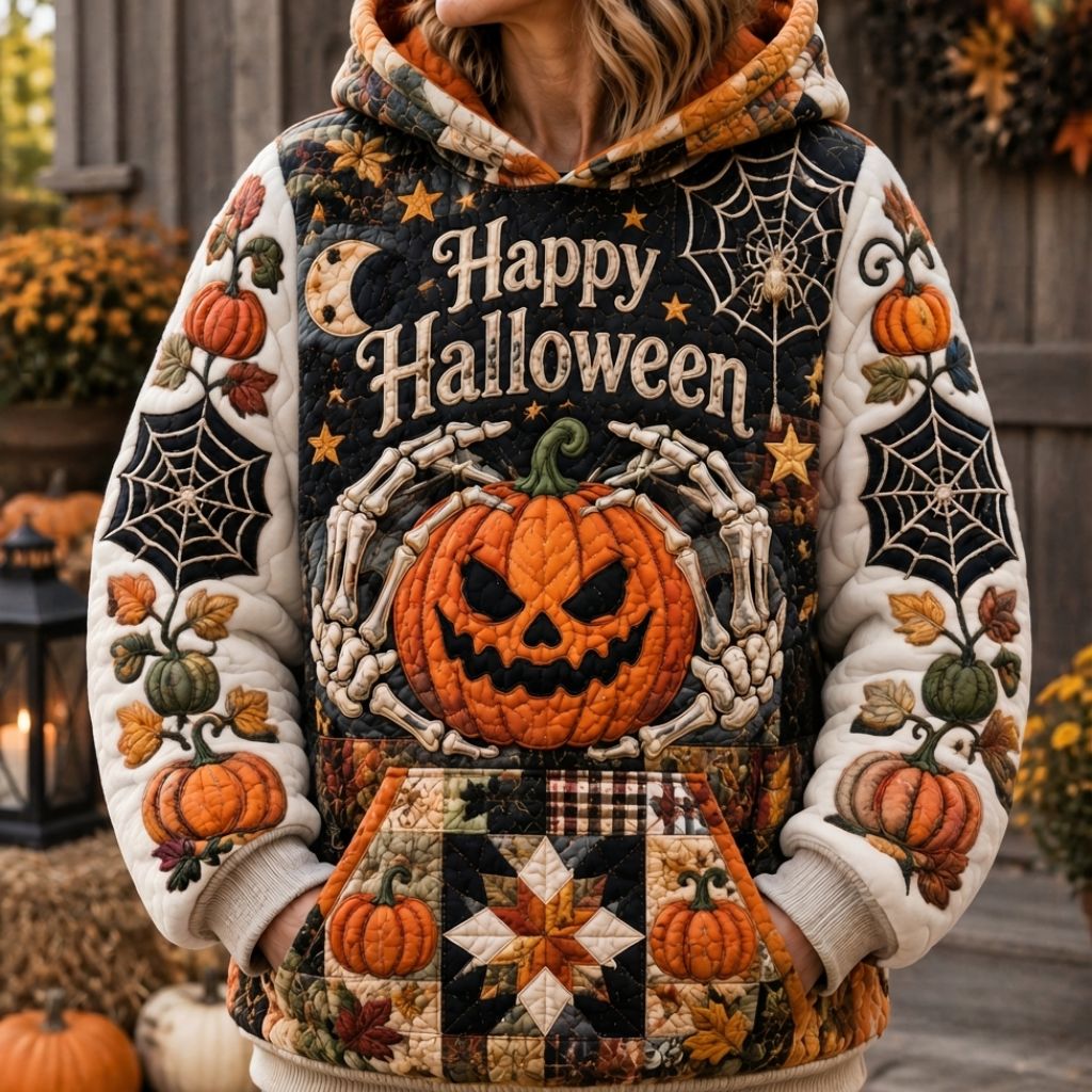 Halloween-Hoodie mit unheimlichem Kürbis – Produktansicht 1