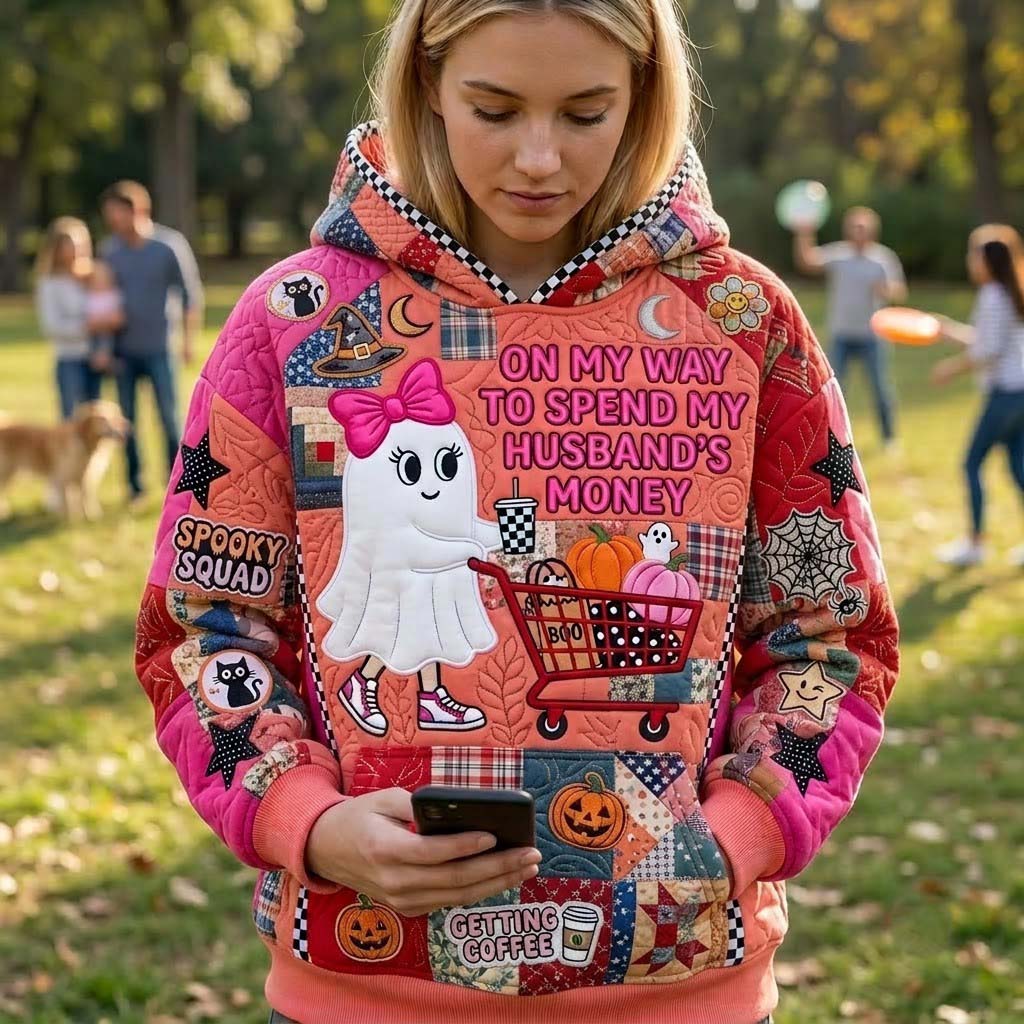 Rosafarbener Hoodie mit Einkaufsgeist – Produktansicht 1