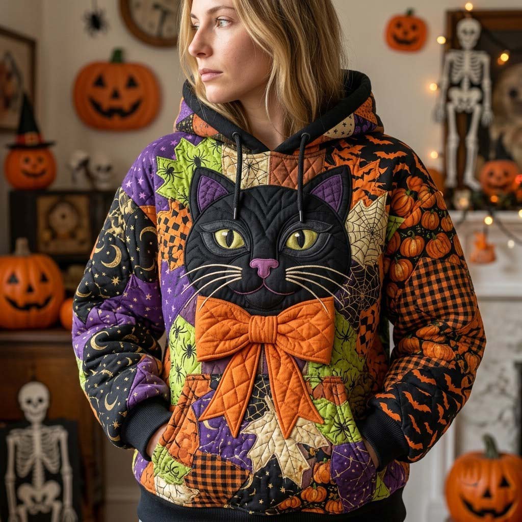 Halloween-Hoodie im nächtlichen Patchwork-Look – Produktansicht 1