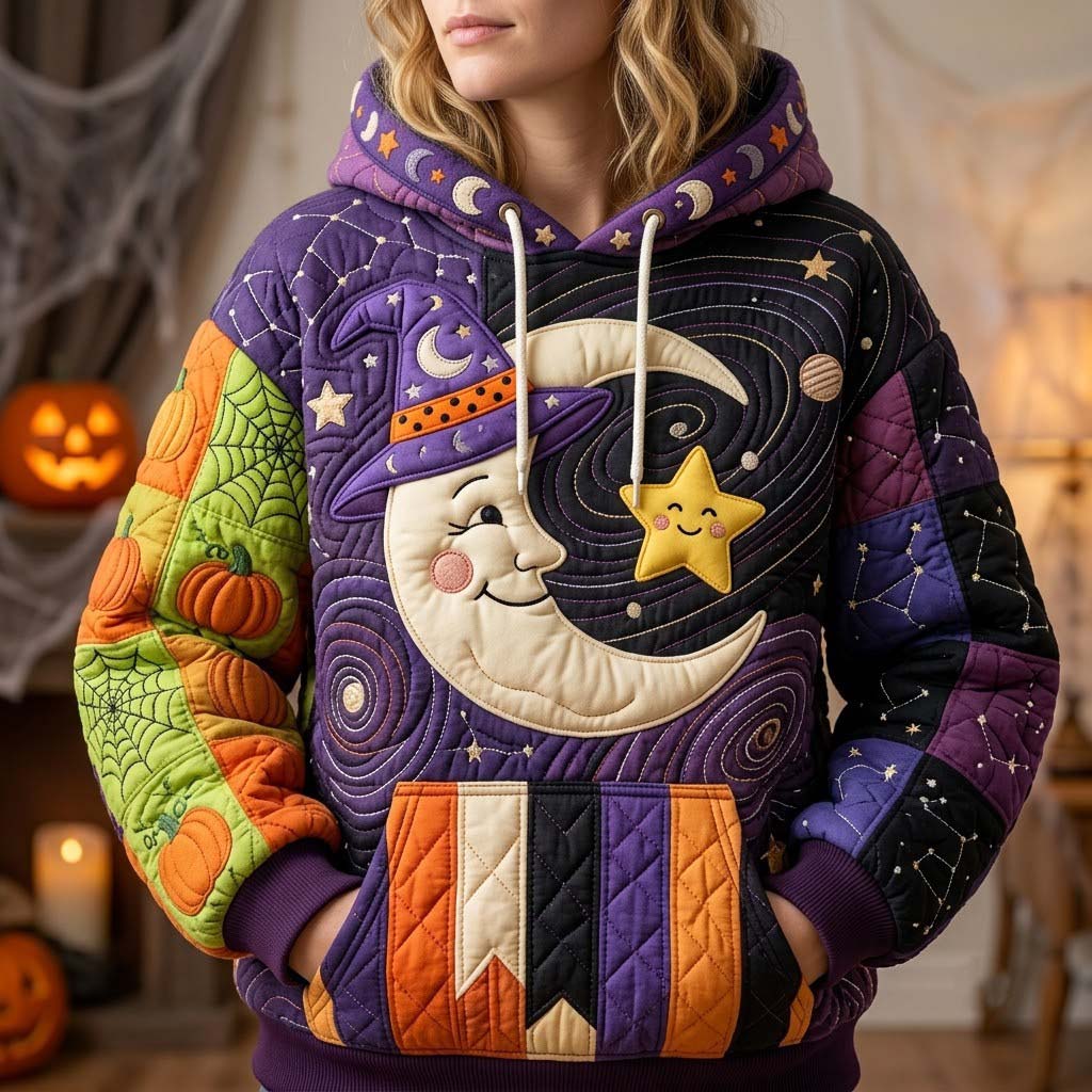 Halloween-Hoodie im nächtlichen Patchwork-Look – Produktansicht 1