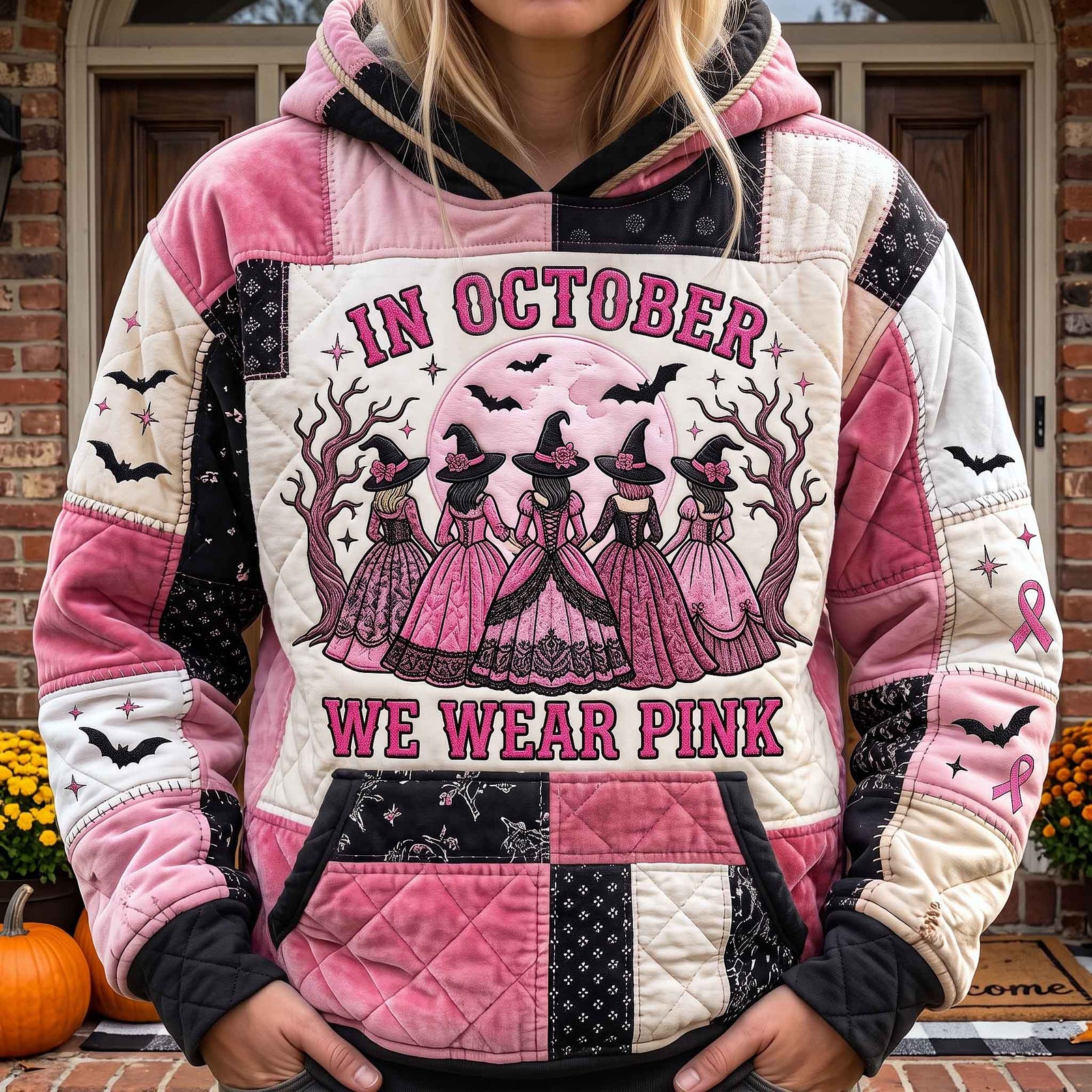 Hoodie mit rosafarbenem Oktobermotiv – Produktansicht 1