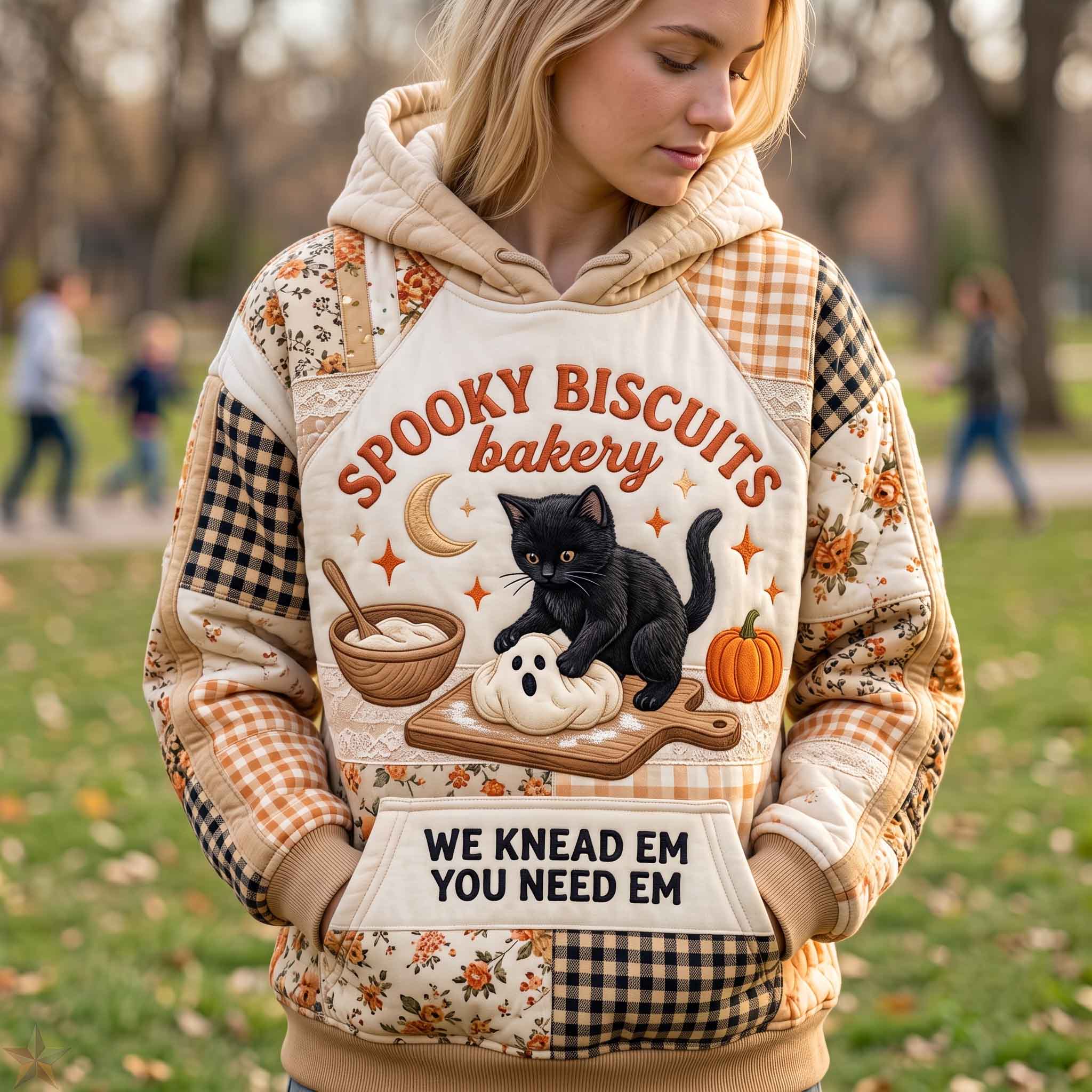 Herbst-Hoodie mit nächtlichem Katzenmotiv – Produktansicht 1
