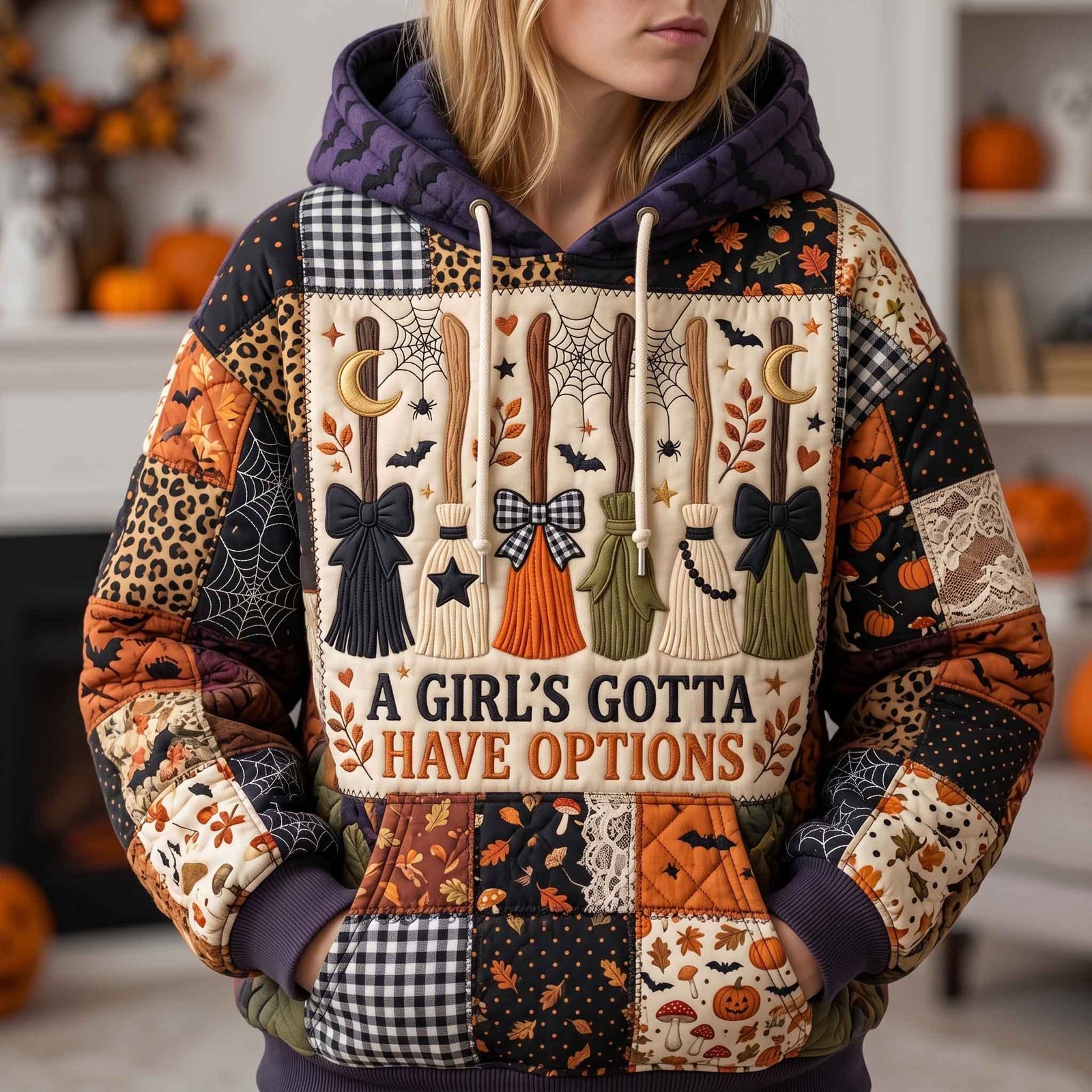 Halloween-Hoodie mit Hexenmotiven – Produktansicht 1