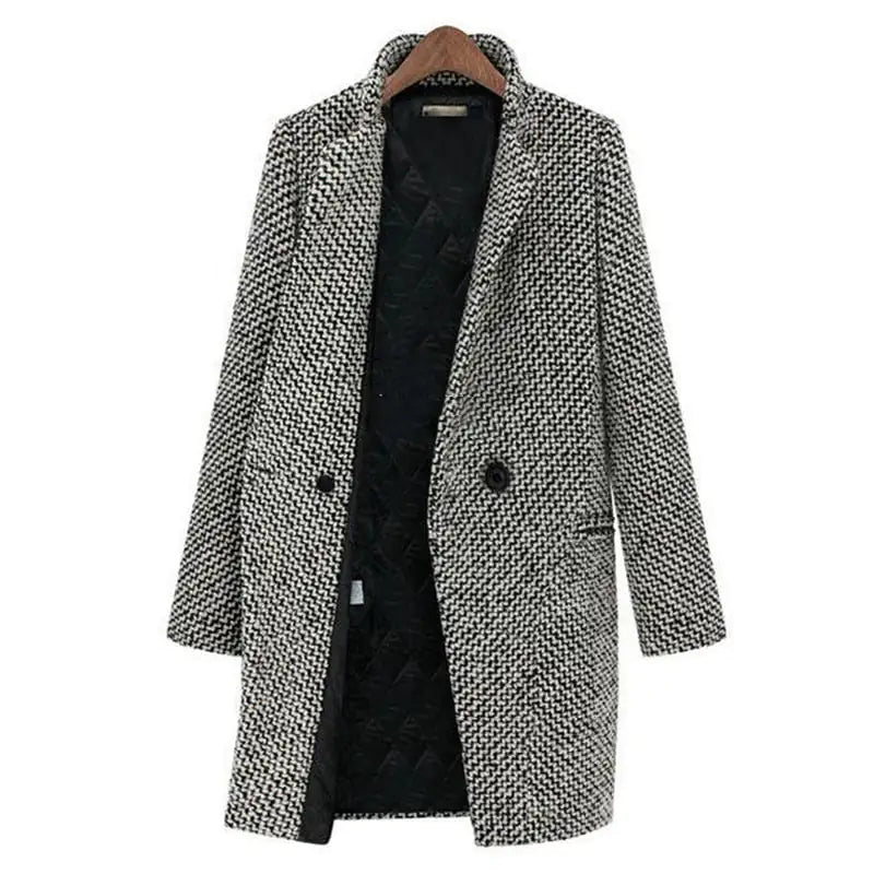 Flavia – Eleganter Herbstmantel – Schwarz/Weiß – Bild 1
