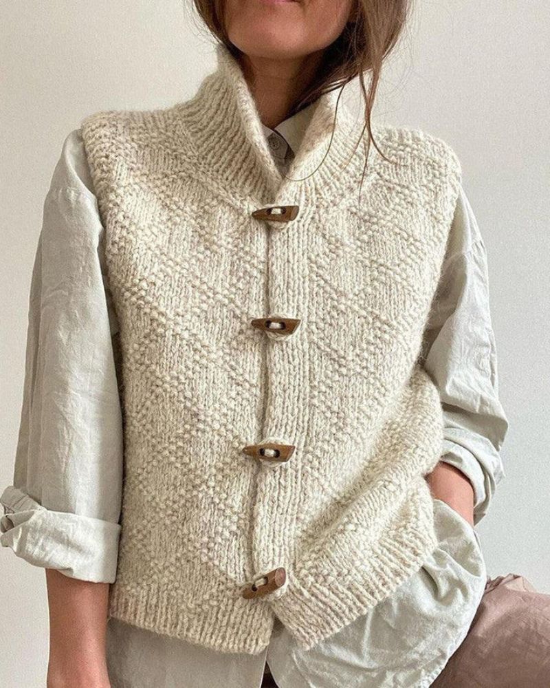 Ingrid | Kuschelig gestrickt ärmellos Cardigan – Bild 1