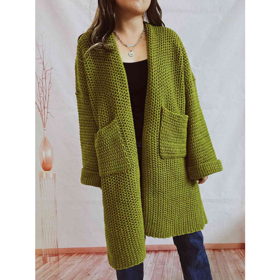 Grober Strickcardigan - Oversized-Pullover mit offener Vorderseite für den Winter