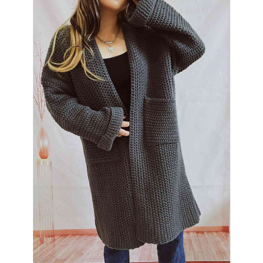 Grober Strickcardigan - Oversized-Pullover mit offener Vorderseite für den Winter