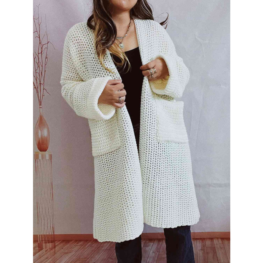Grober Strickcardigan - Oversized-Pullover mit offener Vorderseite für den Winter