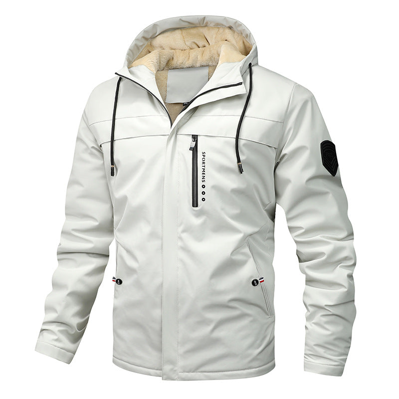 Men's windproof softshell jacket with adjustable hood and inner lining Schwarz