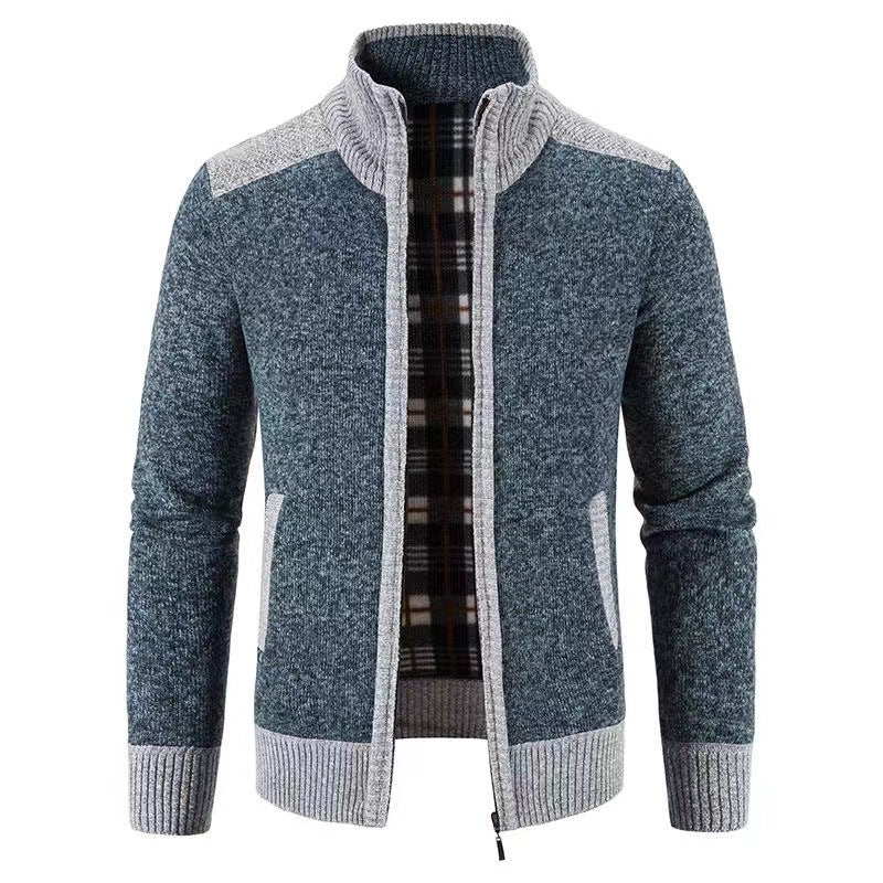 Men's long-sleeve zip jacket with pockets Dunkelgrau