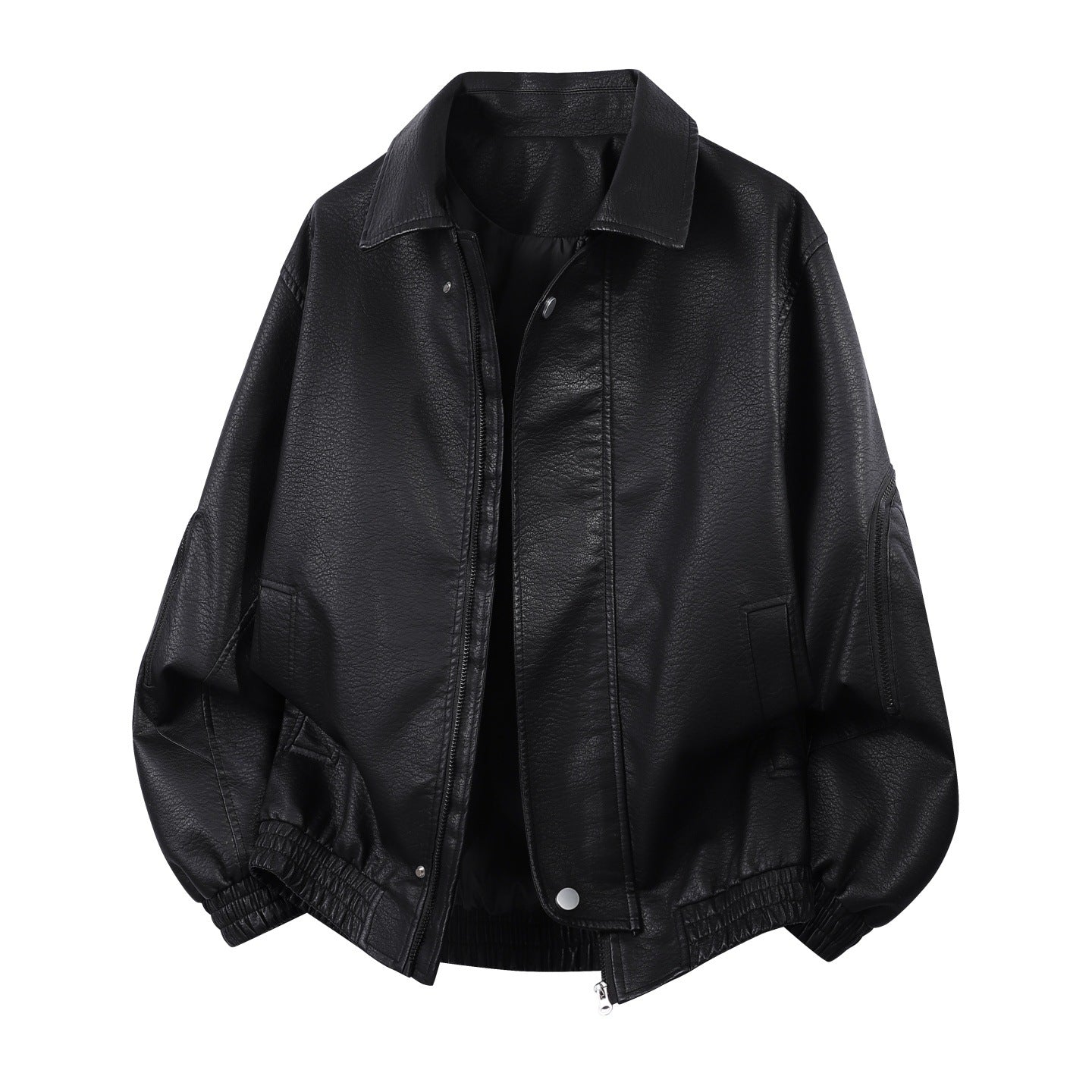 Men’s oversized blouson jacket with an elastic hem and concealed zipper White-gray