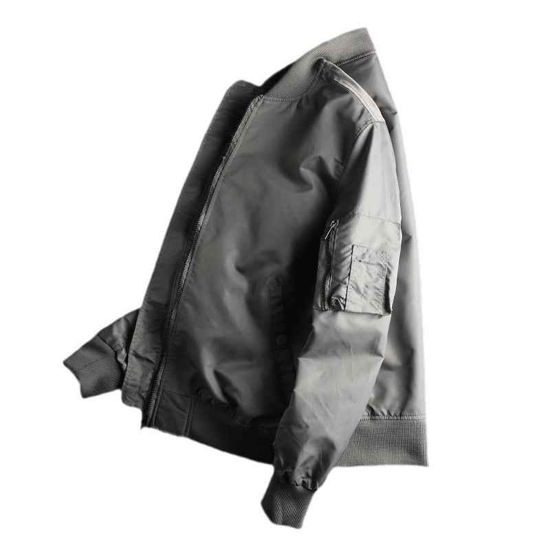 Men’s wind-resistant MA-1-style bomber jacket with sleeve pocket Blau