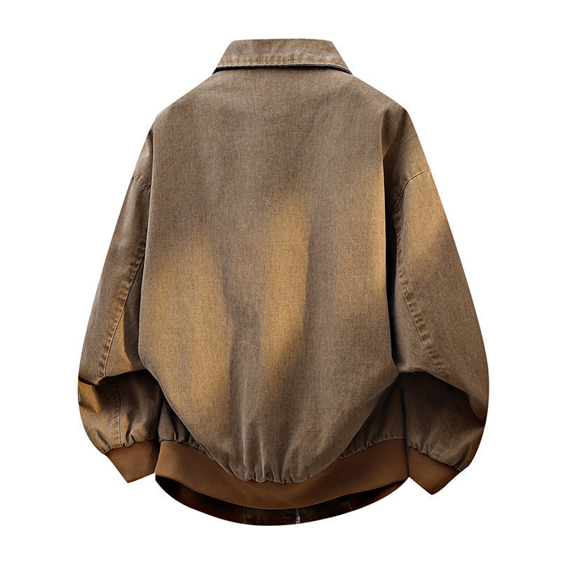 Men’s oversized bomber jacket with zipper and stand-up collar Kaffee