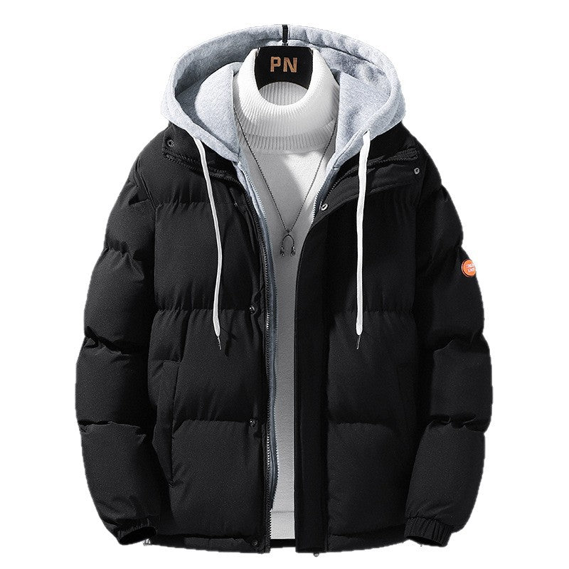Men’s padded quilted jacket with hood and two-way zipper Light green