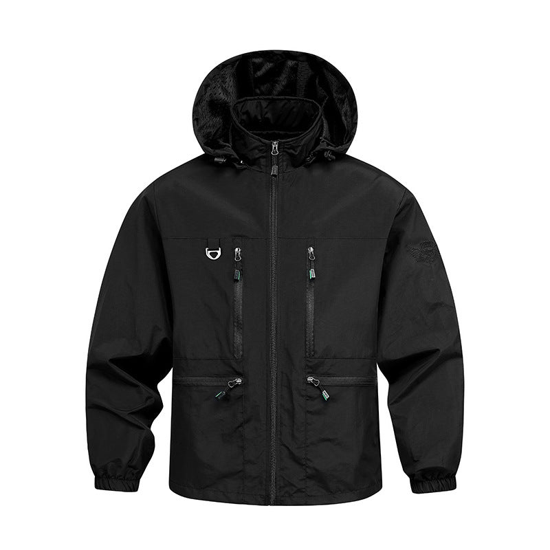Men's Long-Sleeve Hooded Jacket with Pockets Schwarz