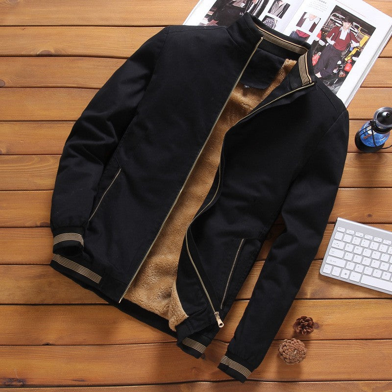 Men’s lightweight bomber-style jacket with a stand-up collar and striped ribbed cuffs Rot