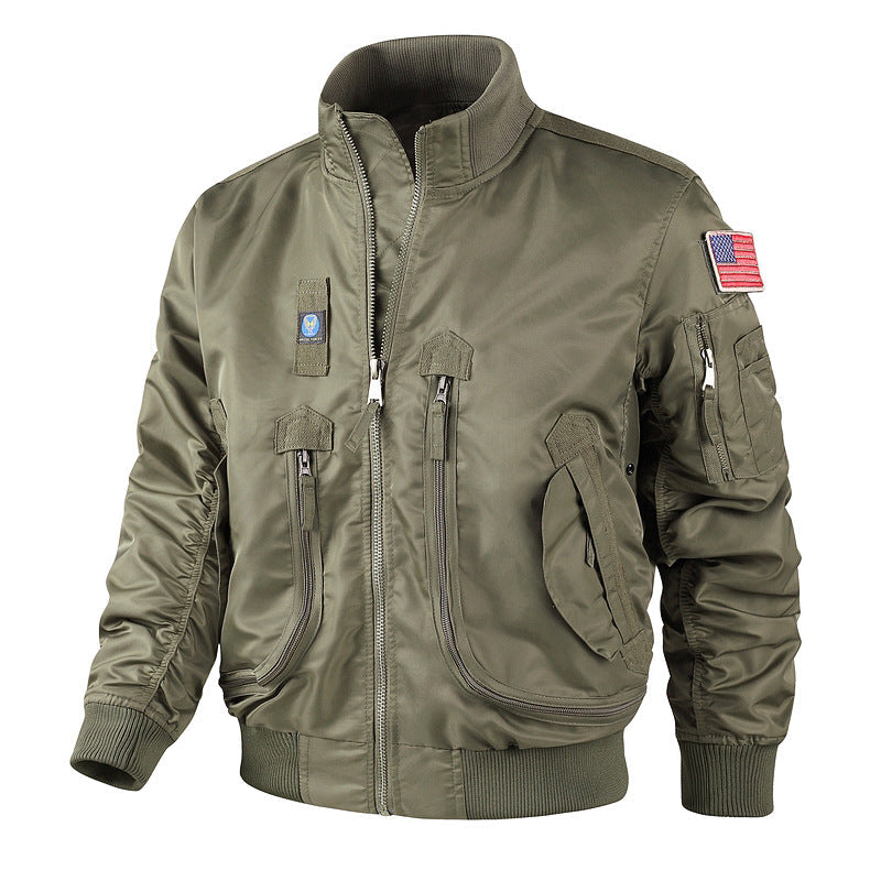 Herren-Bomberjacke | Pilotendesign mit Multifunktionstaschen - Schwarz