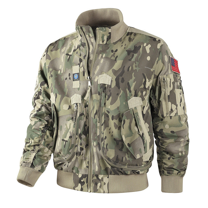 Herren-Bomberjacke | Pilotendesign mit Multifunktionstaschen - Khaki