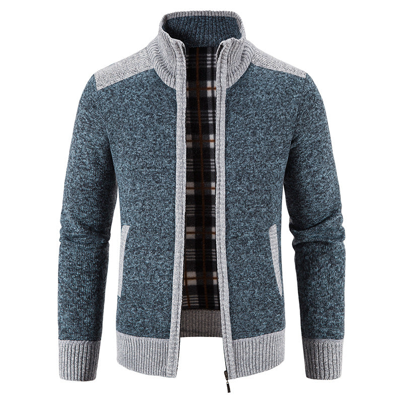 Men's long-sleeve zip jacket with pockets Brown Coffee