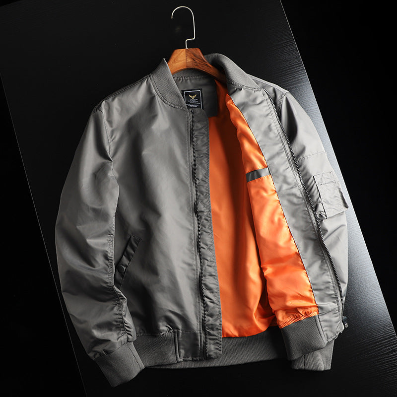 Men’s wind-resistant MA-1-style bomber jacket with sleeve pocket Olivgrün