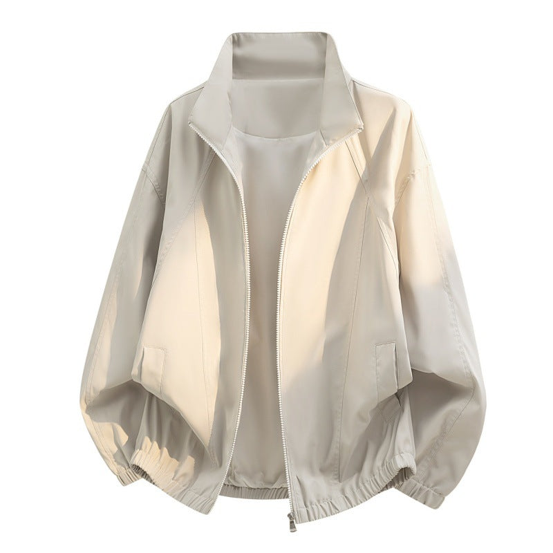 Men’s oversized lightweight blouson jacket with a stand collar and elasticated hem Schwarz