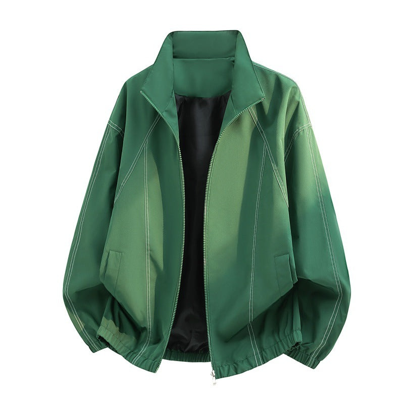Men’s oversized lightweight blouson jacket with a stand collar and elasticated hem Grün