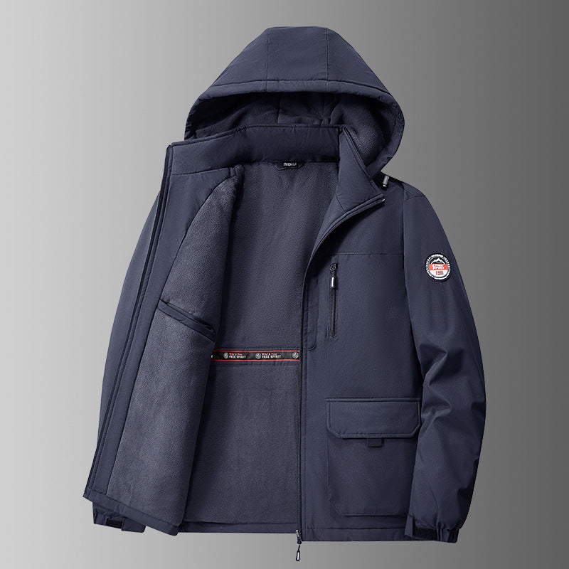 Softshell-Winterjacke | Kapuze und Multifunktionstaschen
