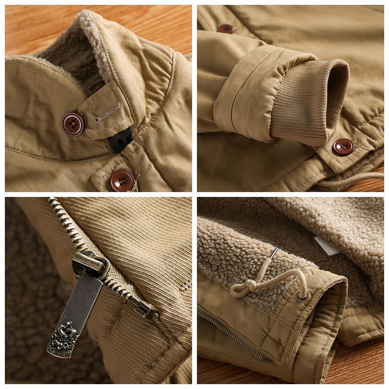 Herren-Canvasjacke | Teddykragen und isoliertes Futter