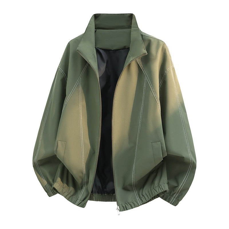 Men’s oversized lightweight blouson jacket with a stand collar and elasticated hem Militärgrün