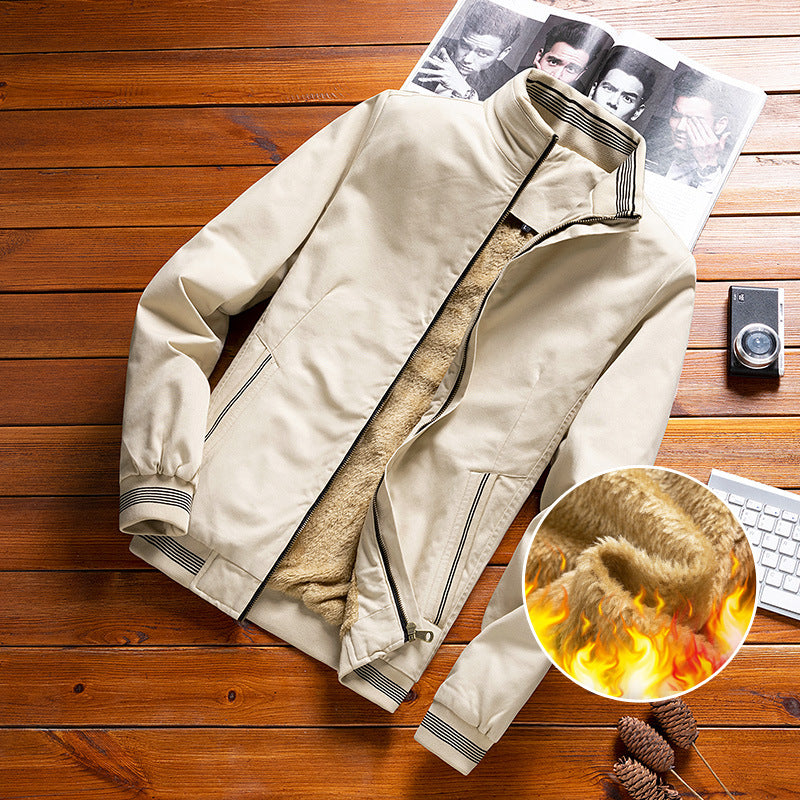 Men’s bomber jacket with teddy lining and zippered pockets Lined Red